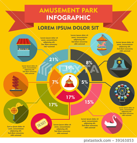 Amusement park infographic elements, flat style Amusement park infographic elements, flat style 39163853