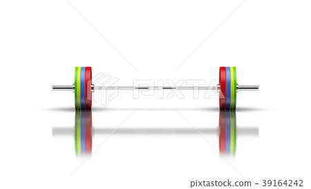 Barbell with 4 discs on both sides front view 3d 39164242