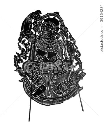 Closed up Thai ancient shadow play - Shadow puppet Closed up Thai ancient shadow play - Shadow puppet 39164284