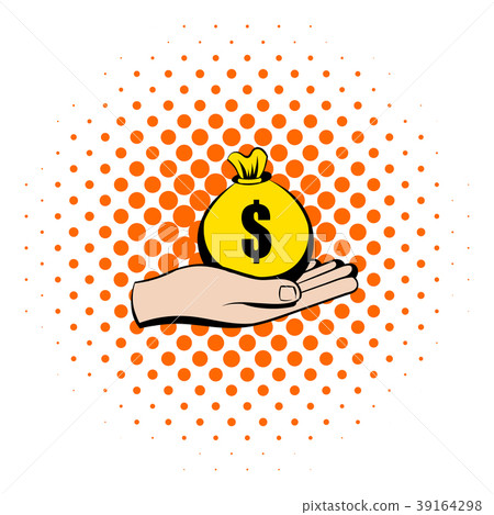 Money in hand icon, comics style 39164298
