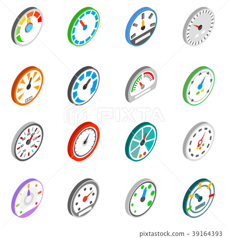 Speedometer icons set, isometric 3d style  39164393