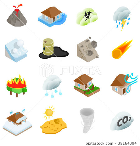 Natural disaster icons set, isometric 3d style 39164394