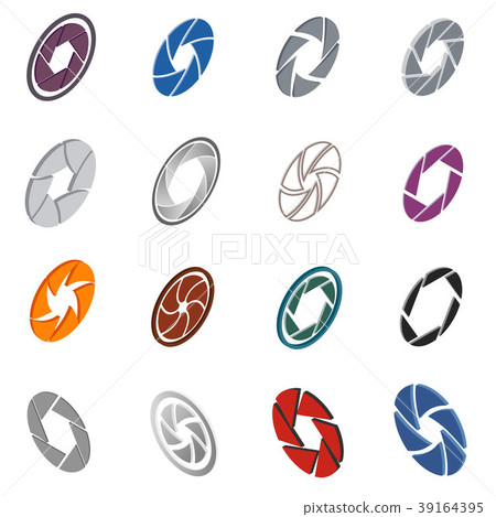 Camera aperture icons set, isometric 3d style Camera aperture icons set, isometric 3d style 39164395