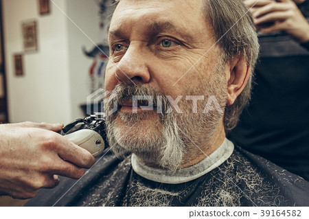 Close-up side view portrait of handsome senior 39164582