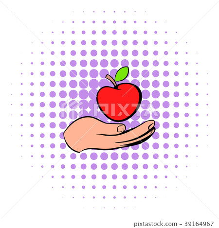 A hand giving a red apple icon, comics style A hand giving a red apple icon, comics style 39164967
