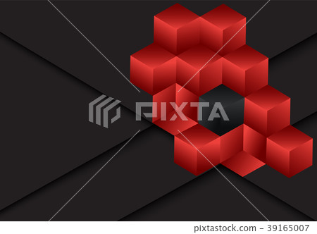Red 3d cube geometric dark background - Stock Illustration [39165007 ...