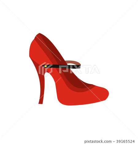 Red high heel shoes icon, flat style Red high heel shoes icon, flat style 39165524