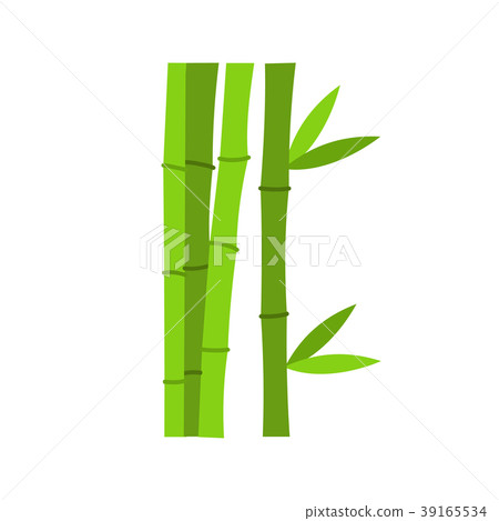 Green bamboo stems icon, flat style Green bamboo stems icon, flat style 39165534