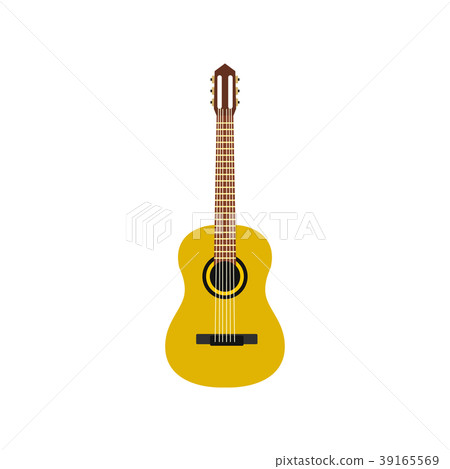 Classic guitar icon, flat style 39165569