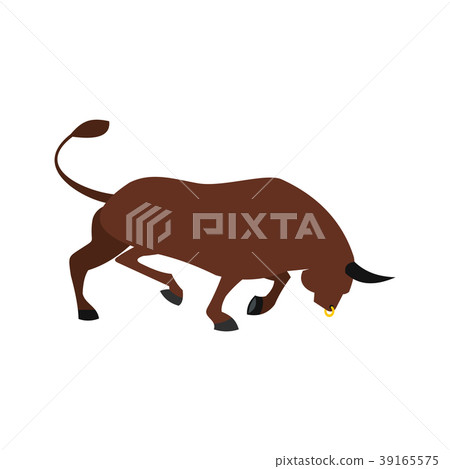 Brown bull icon, flat style Brown bull icon, flat style 39165575