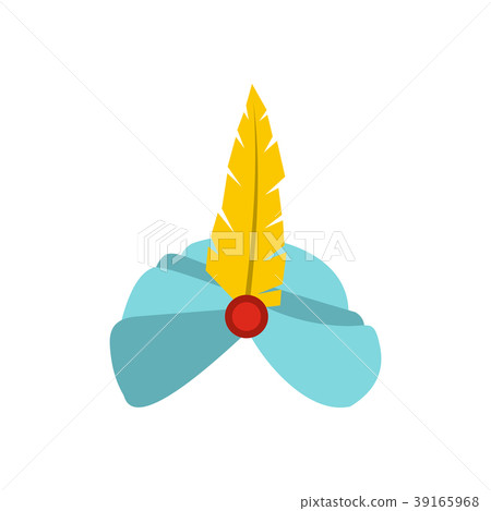 Indian headgear turban with feather icon 39165968