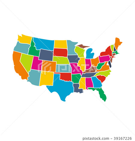 Colorful USA map with states icon Colorful USA map with states icon 39167226