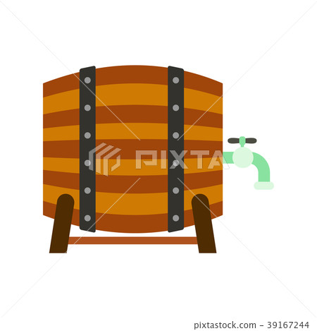 Wooden barrel of beer with a tap icon Wooden barrel of beer with a tap icon 39167244