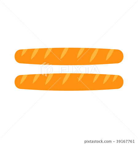 Two french baguettes icon, flat style Two french baguettes icon, flat style 39167761