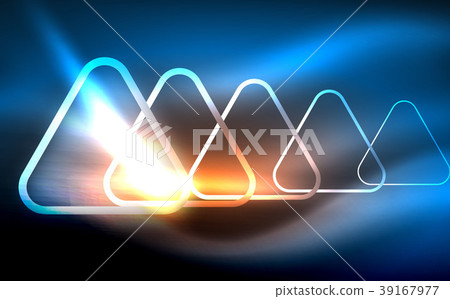 Glowing vector triangle geometric shapes in dark 39167977