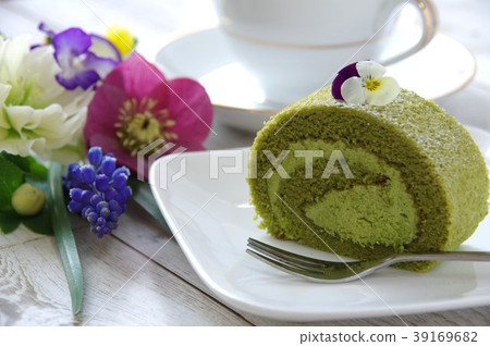 Matcha Roll Cake Spring Tea Time 39169682