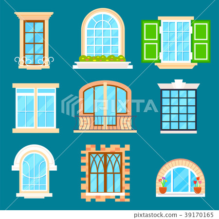 Detailed window set isolated - Stock Illustration [39170165] - PIXTA