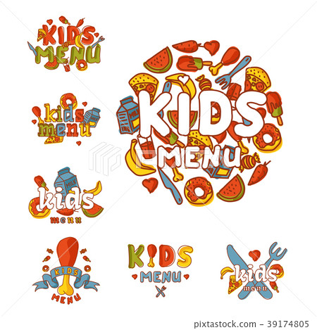 Kids organic menu hand drawn banner vector cartoon Kids organic menu hand drawn banner vector cartoon 39174805