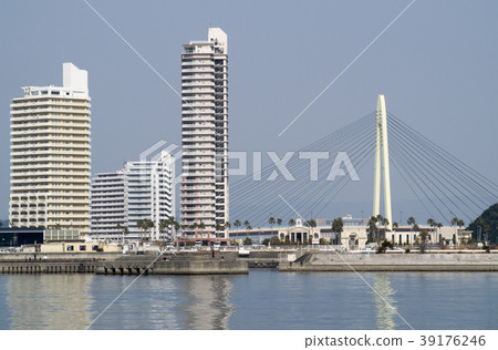 Resort bridge and buildings 39176246