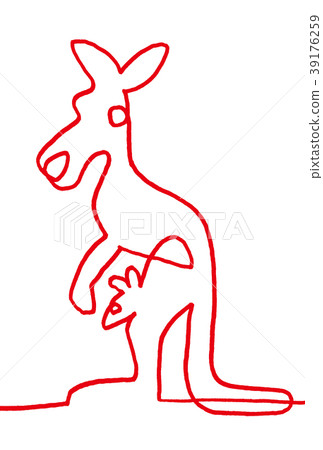 Kangaroo of one stroke (one stroke) illustration Kangaroo of one stroke (one stroke) illustration 39176259