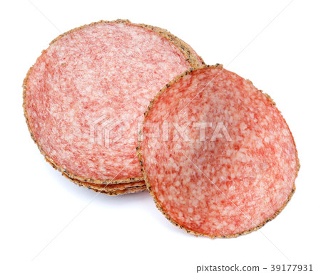 Italian Salami or spanish chorizo on white Italian Salami or spanish chorizo on white 39177931