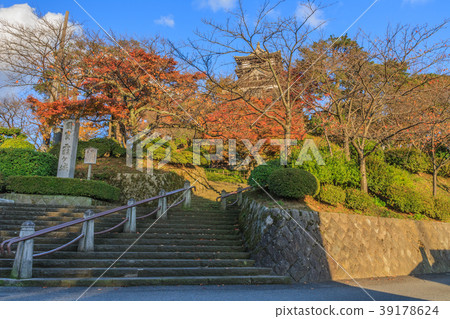 Scenery of the castle tower of Maruoka castle in autumn 39178624
