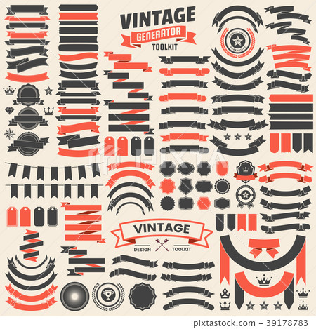 Ribbon Vintage Vector Logo For Banner Stock Illustration