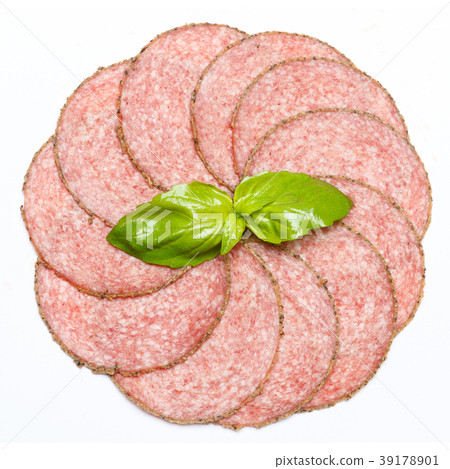 Italian Salami saugage on white background Italian Salami saugage on white background 39178901