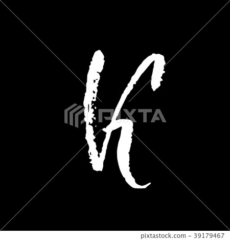 Letter K. Handwritten by dry brush. Rough strokes 39179467