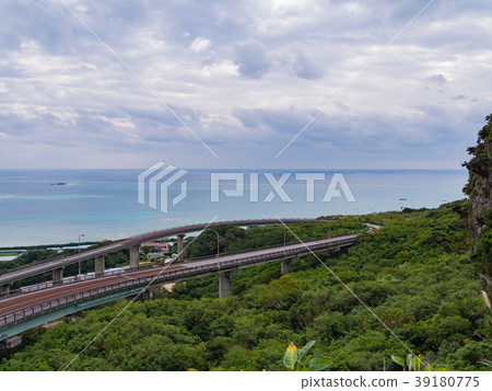 A spectacular view from Chinen Cape in Okinawa: Nirai Kanai Bridge and the blue ocean. A spectacular view from Chinen Cape in Okinawa: Nirai Kanai Bridge and the blue ocean. 39180775