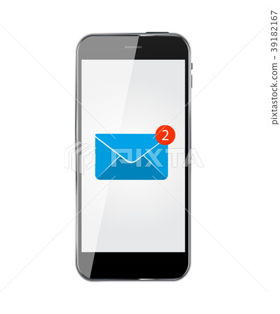 Realistic Mobile Phone With Email Icon Vector 插圖素材 圖庫