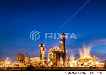 Turbine generator in power plant with twilight 39182486