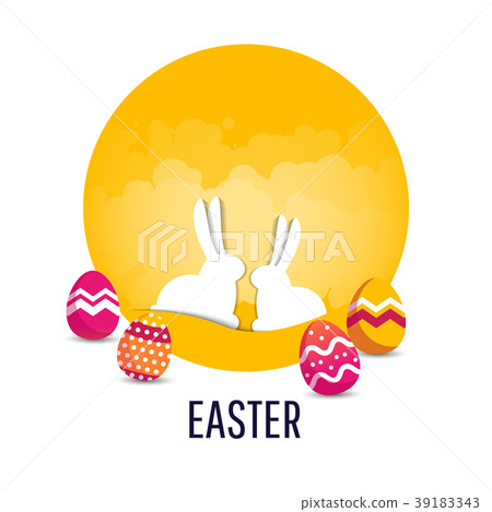 Easter card with painted eggs and stars 39183343