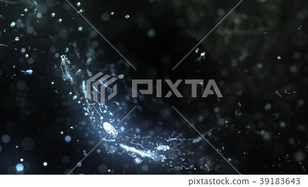 Water drops hits abstract dark object, 3d 39183643