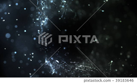 Water drops hits abstract dark object, 3d 39183646