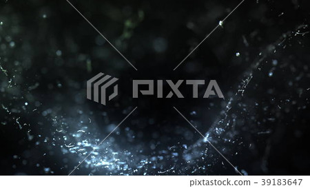 Water drops hits abstract dark object, 3d 39183647