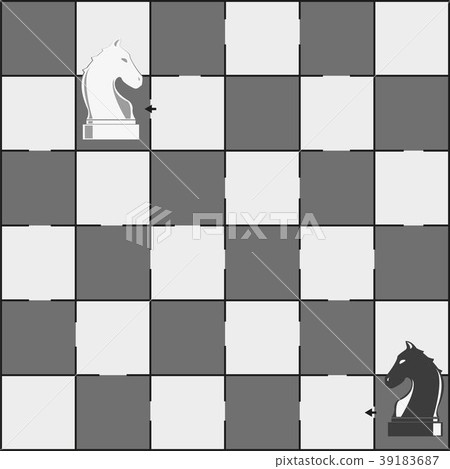 Chess board and horses pieces - maze game for 39183687