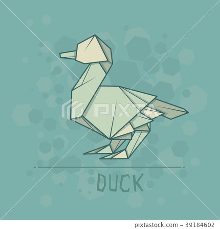 Minimalist tattoo boho origami paper duck silhouette art icon • wall  stickers vintage, vector, trendy