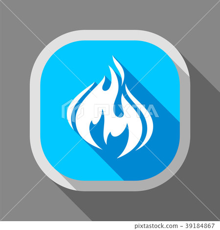 Fire flame, icon with shadow on a rounded square b Fire flame, icon with shadow on a rounded square b 39184867