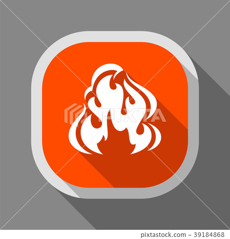 Fire flame, icon with shadow on a rounded square Fire flame, icon with shadow on a rounded square 39184868