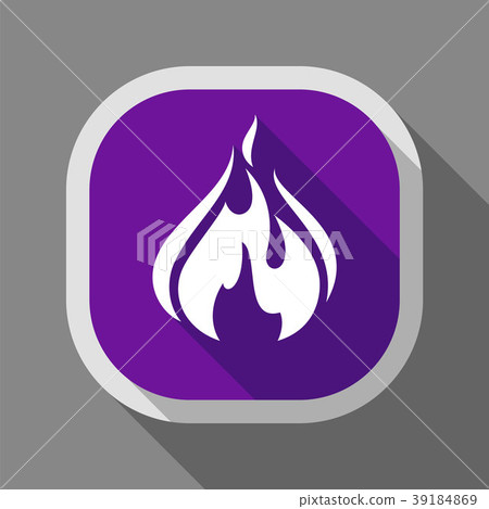 Fire flame, icon with shadow on a rounded square  39184869