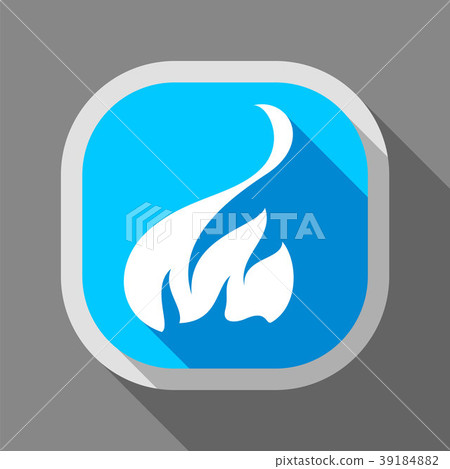 Fire flame, icon with shadow on a rounded square - Stock Illustration ...