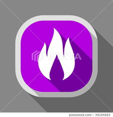 Fire flame, icon with shadow on a rounded square  39184883