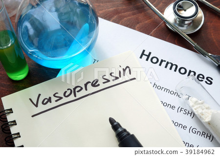 Hormone vasopressin written on notebook.  39184962