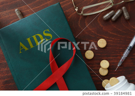 Aids hiv concept. Diagnostic form on a table. 39184981
