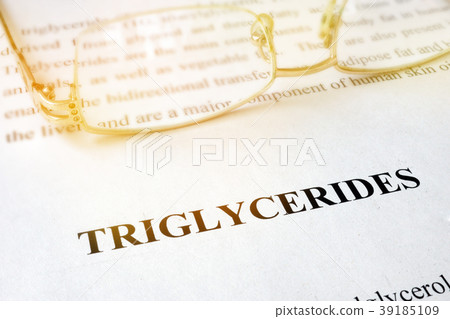 Page with word triglycerides and glasses. Page with word triglycerides and glasses. 39185109