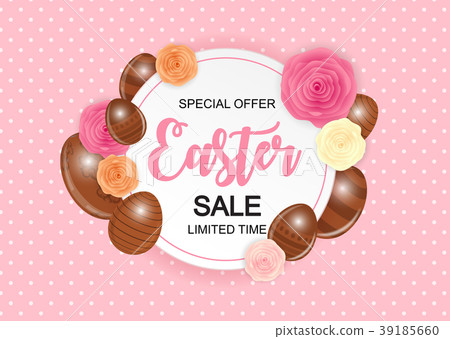 Happy Easter Cute Sale Poster  Background with Egg 39185660