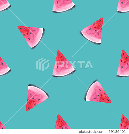Seamless pattern with watermelon slices - Stock Illustration [39186401 ...