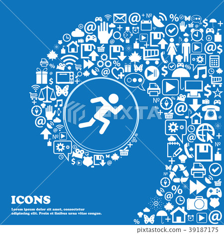 simple running human icon sign. Nice set of beauti 39187175