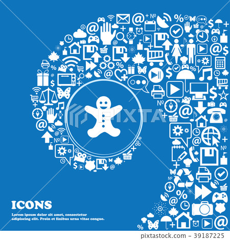 Gingerbread man icon sign. Nice set of beautiful i Gingerbread man icon sign. Nice set of beautiful i 39187225